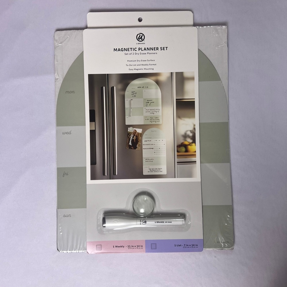 U Brands Magnetic Planner Set 2 Dry Erase Boards Weekly To-Do List Sage 47320T